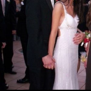 Beaded White Sean Collection Dress